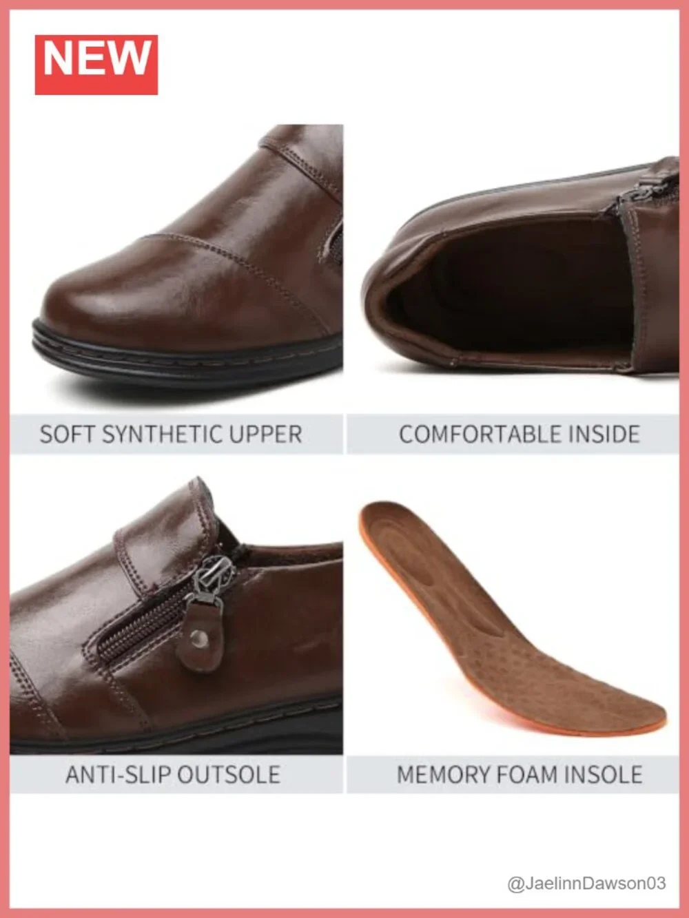 Genuine Leather Slip-On Loafers with Adjustable Strap Comfort